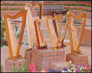 Lewis Creek Instruments and Harps - Crystal Creek, Sequoia Creek,  Eagle Creek, Nightingale Therapy Harp, Lewis Creek, and Alder Creek.